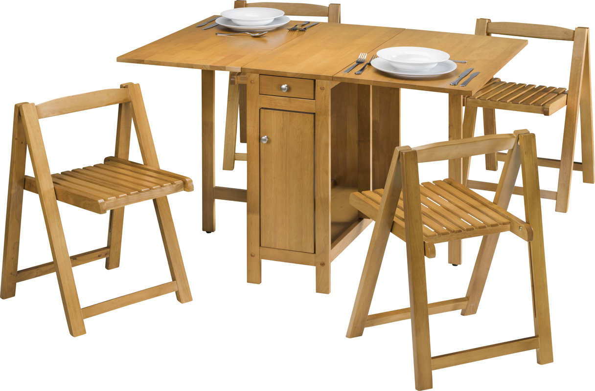 August Grove Alfreda Folding Dining Set with 4 Chairs Wayfair.co.uk